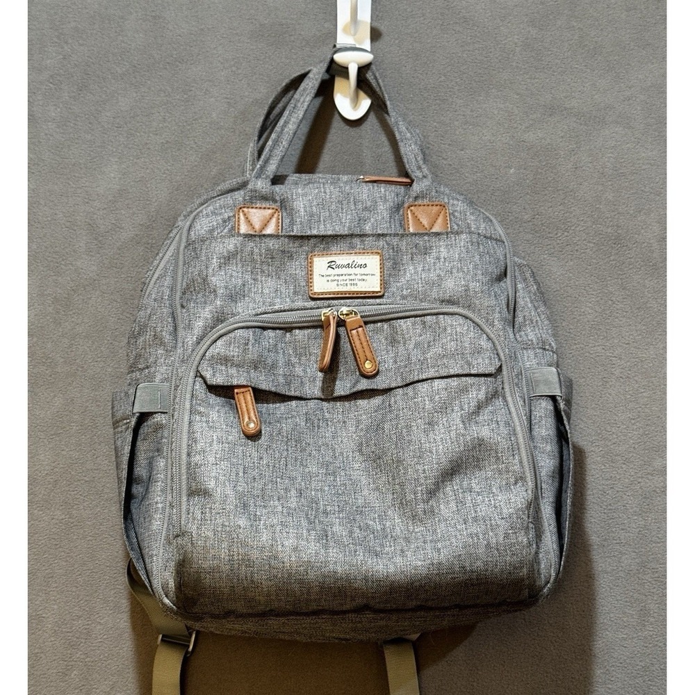 Ruvalino YW168 Diaper Bag Backpack Grey Heather Travel Multi-Pocket‎ Unisex